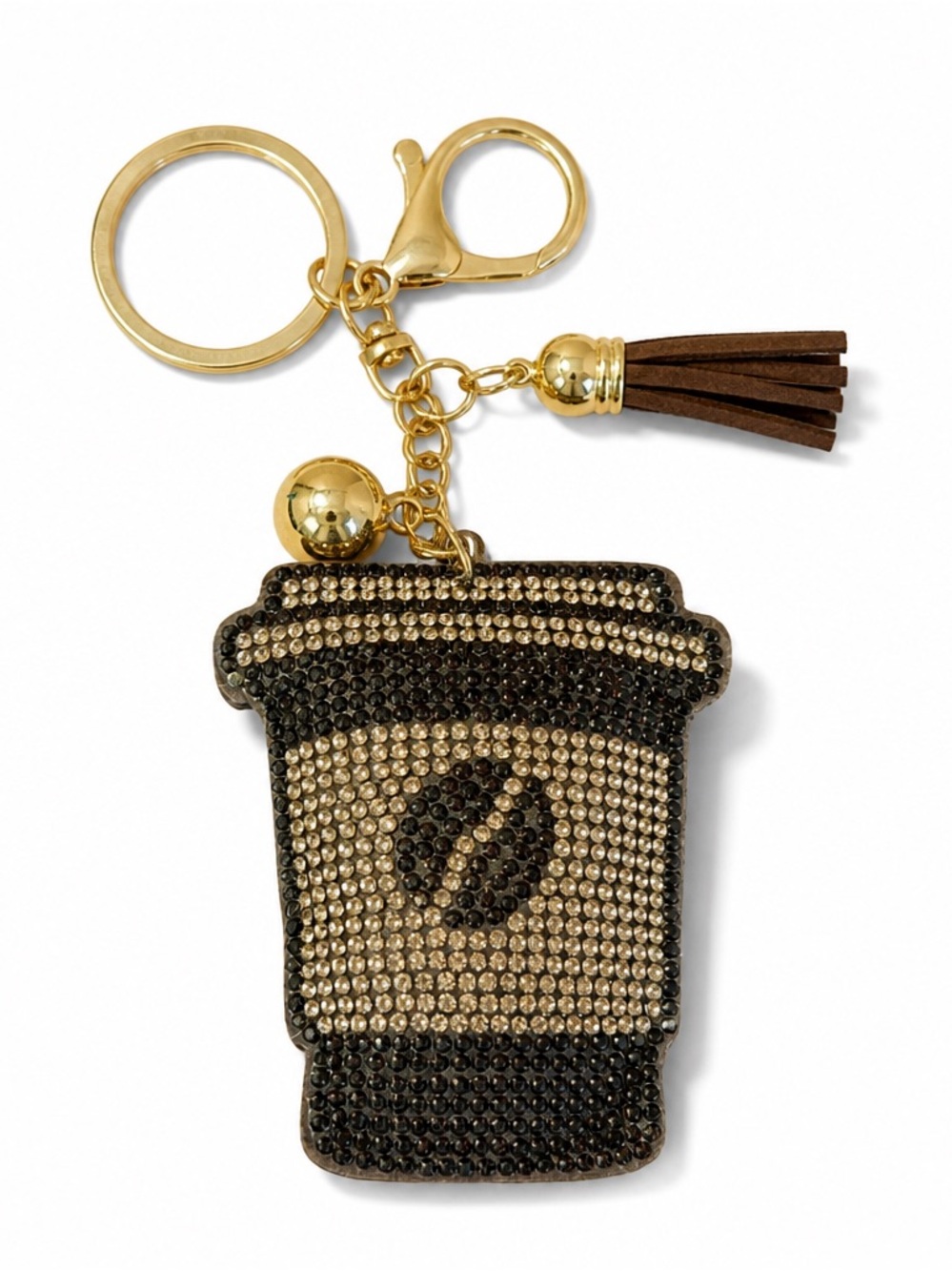 Rhinestone Coffee Cup Keyring bag backpack charm